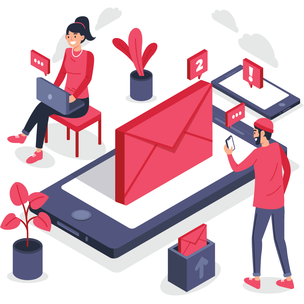Email marketing strategy illustration with engagement and analytics