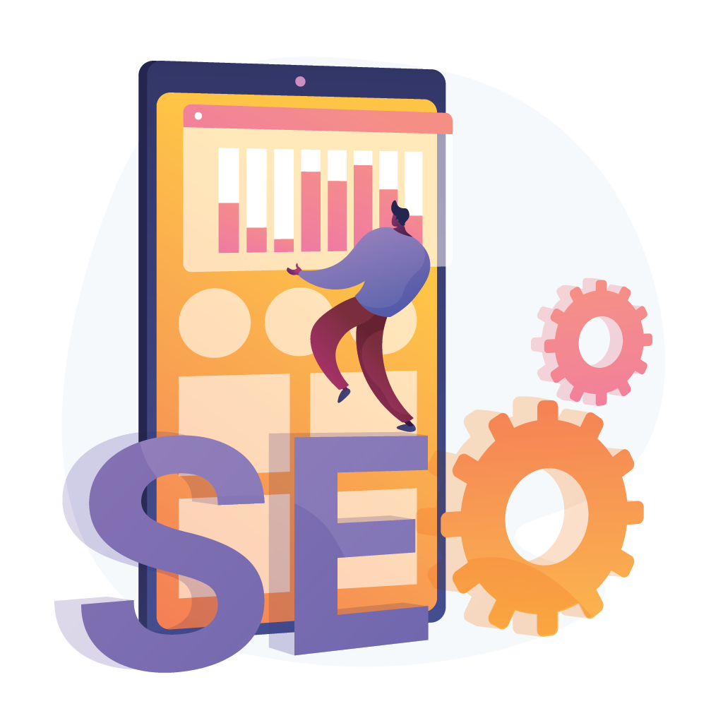 Social media marketing strategy illustration with engagement and analytics