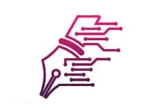 Orange circular logo with vertical bars inside